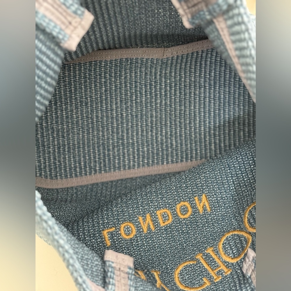 JIMMY CHOO embroidered-logo woven tote/shoulder bag in blue - WORN ONCE - Picture 8 of 11